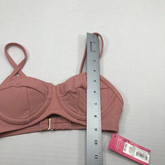 Xhilaration Junior's Size XS 00 Adustable Strap Ribbed Bikini Swim Top Mauve New - Picture 12 of 13
